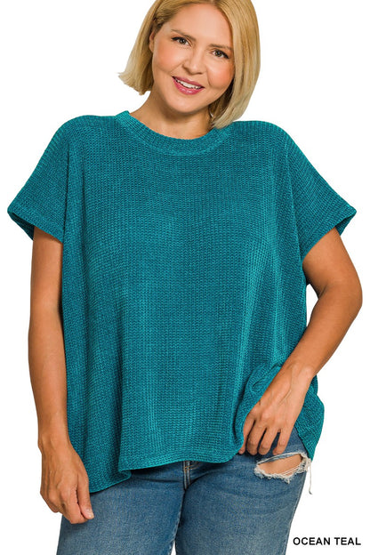 Chenille Waffle Sweater Top