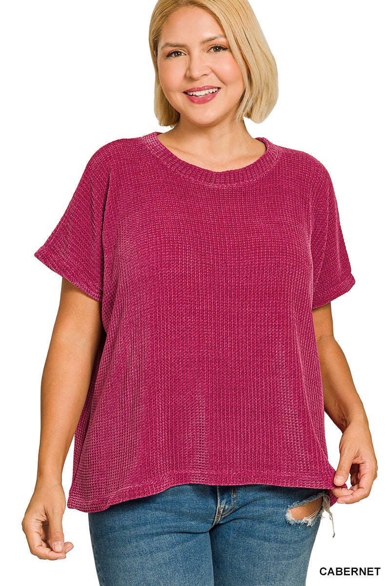 Chenille Waffle Sweater Top