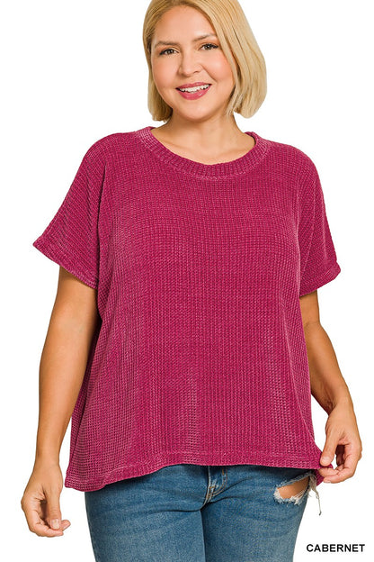 Chenille Waffle Sweater Top