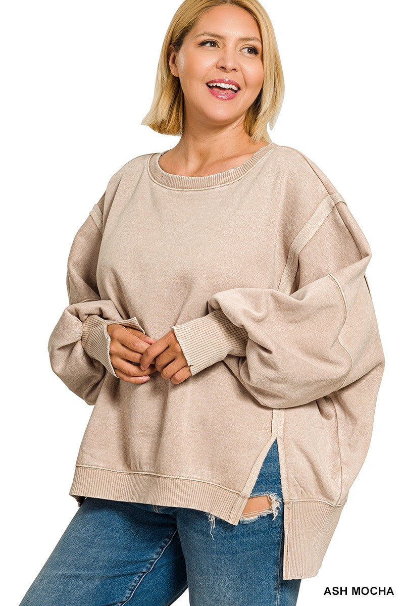 Acid Wash Bat Wing Sweatshirt