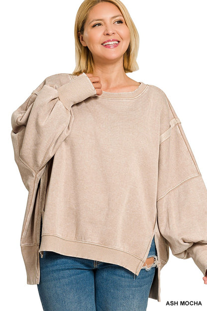 Acid Wash Bat Wing Sweatshirt