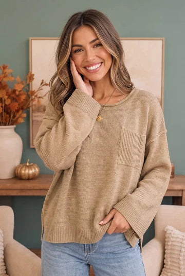 Oversized Knit Sweater w/ Pocket