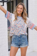 Floral Mixed Media Top