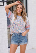 Floral Mixed Media Top