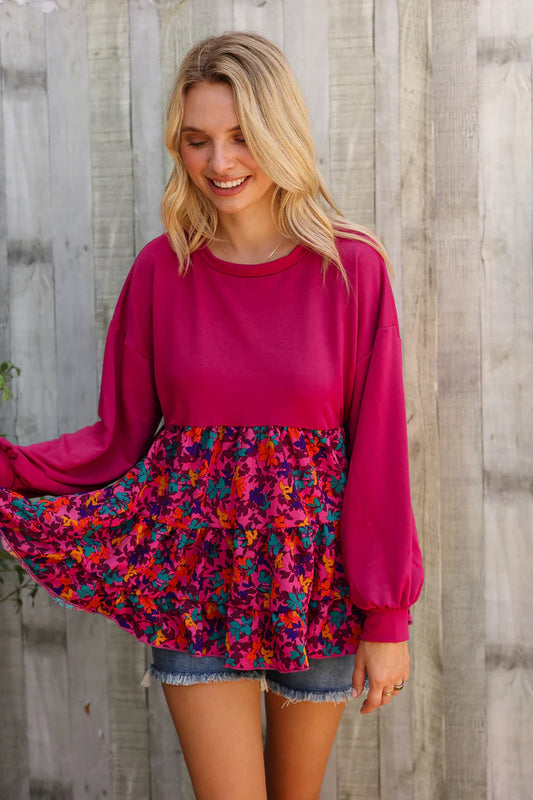 Magenta Floral Top
