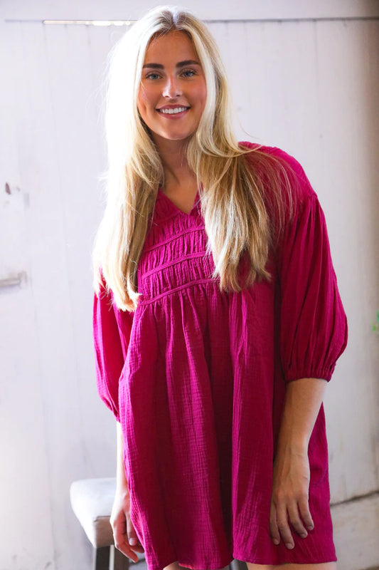 Magenta Crinkled Dress