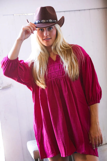 Magenta Crinkled Dress