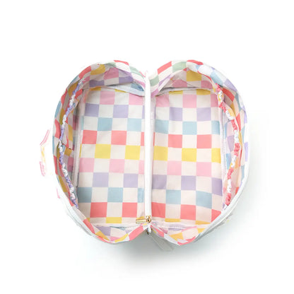 Pastel Checkered Cosmetic Bag