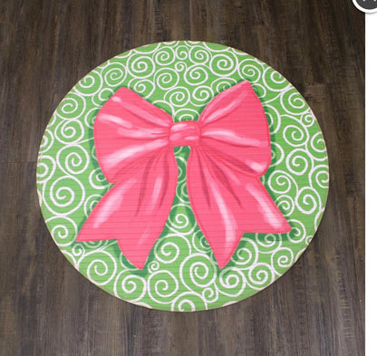Circle Pink Bamboo Bow Mat