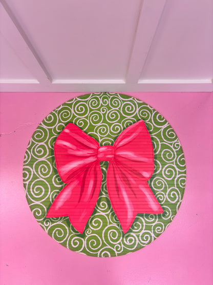 Circle Pink Bamboo Bow Mat
