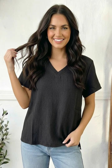 Black Textured Top