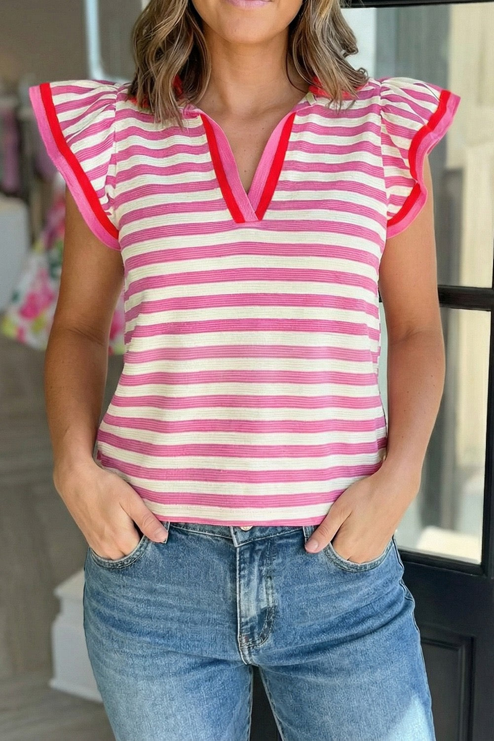 Stripe Ruffle Top
