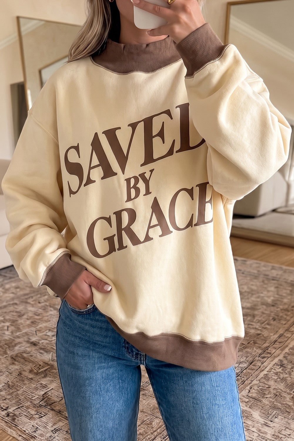 Saved By Grace Mock Neck