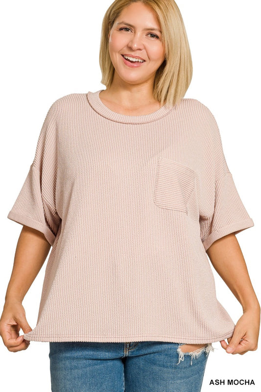 Ribbed Pocket Top