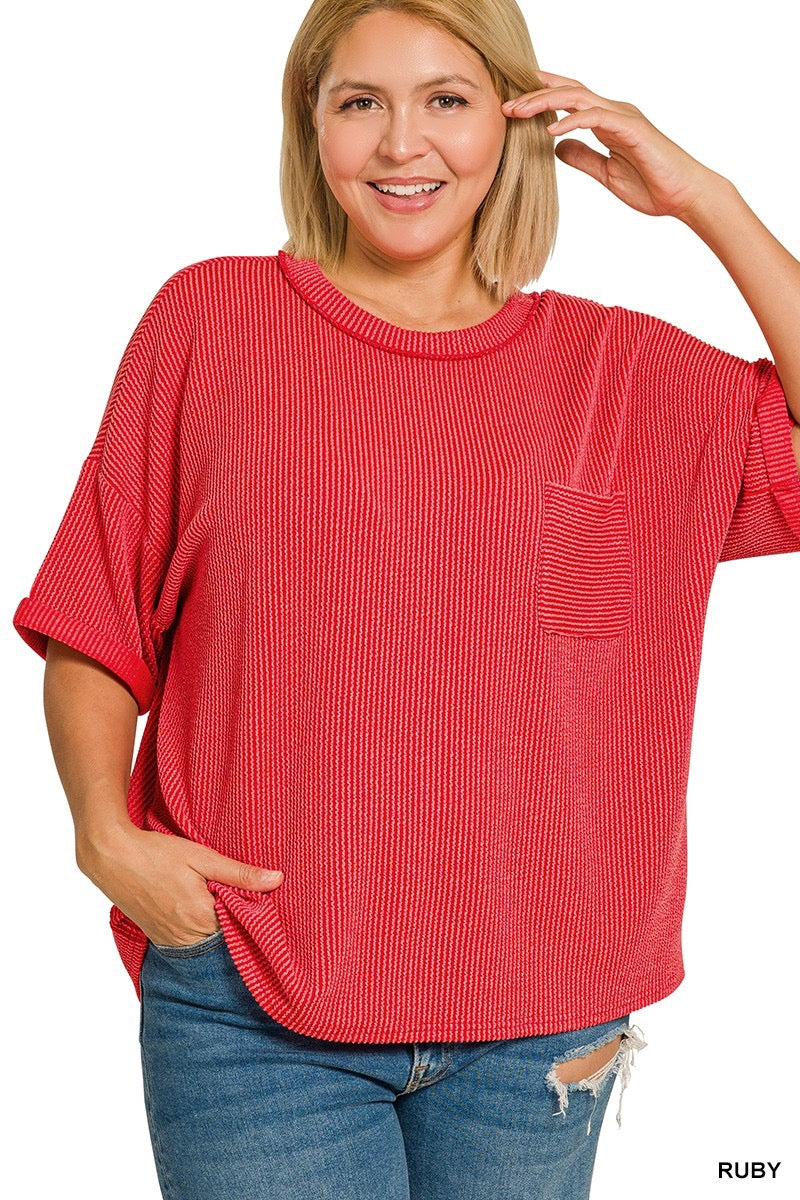 Ribbed Pocket Top