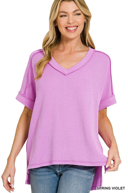 V Neck Ribbed Top