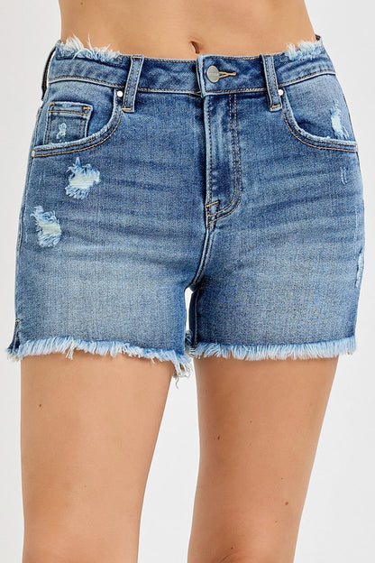 Mid Rise Distressed Shorts