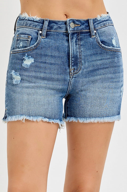 Mid Rise Distressed Shorts