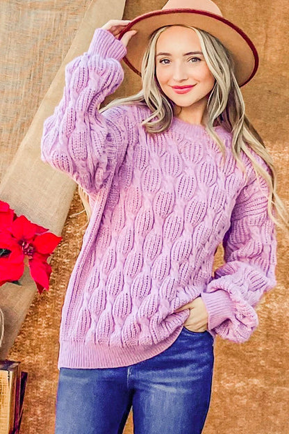 Lilac Cable Knit Sweater