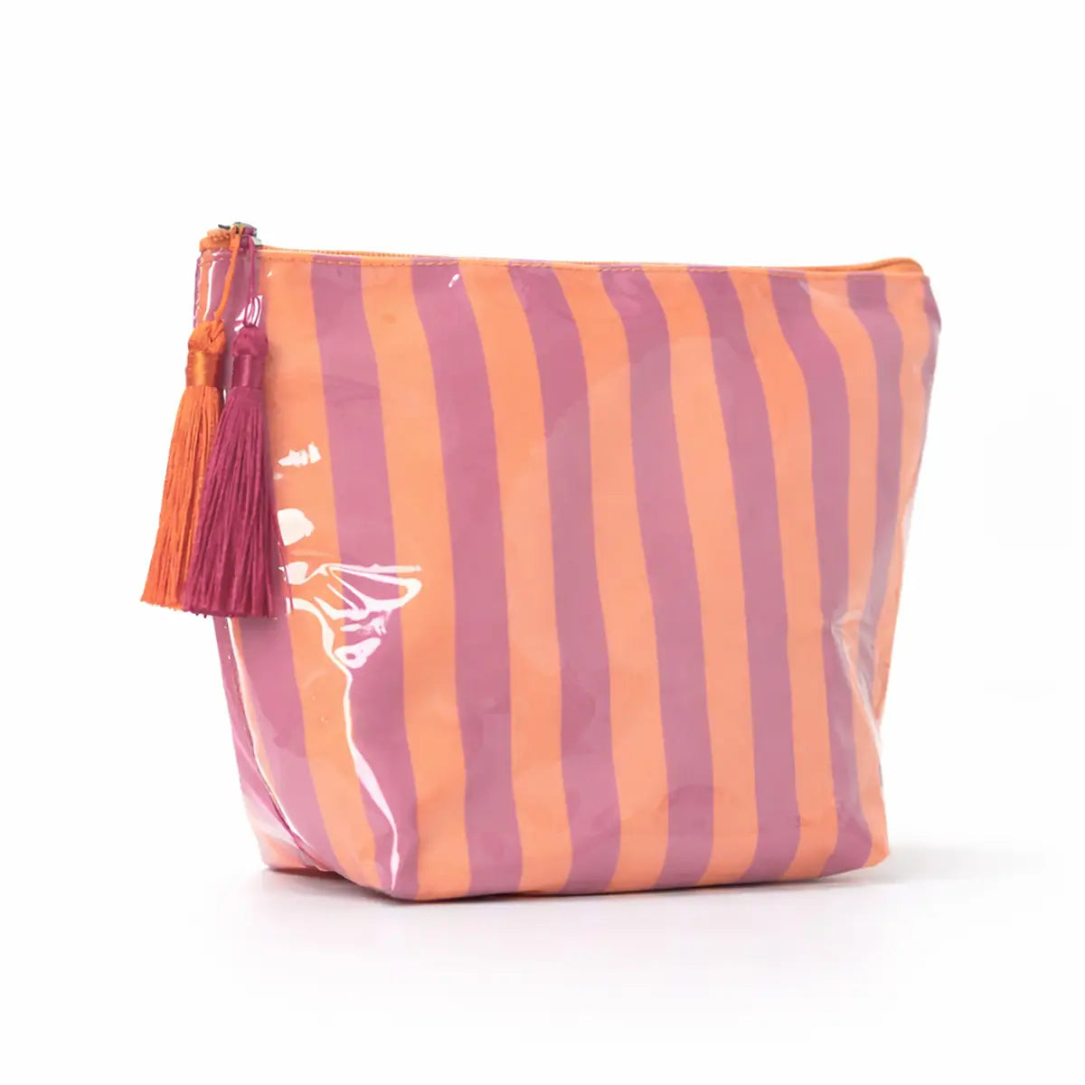 Striped Tassel Zipper Bag